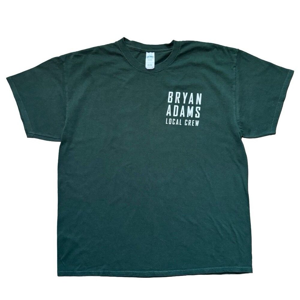 Bryan Adams Local Crew Tour Shirt XL Green Gildan Heavy Cotton Staff Exclusive
